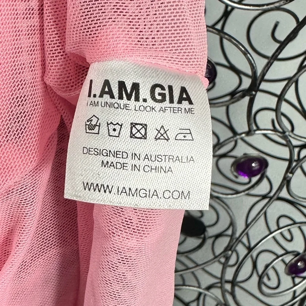 I AM GIA Moss pink mesh mini halter dress size M - Picture 7 of 8